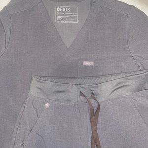 Figs Dark Space Gray Scrub Set